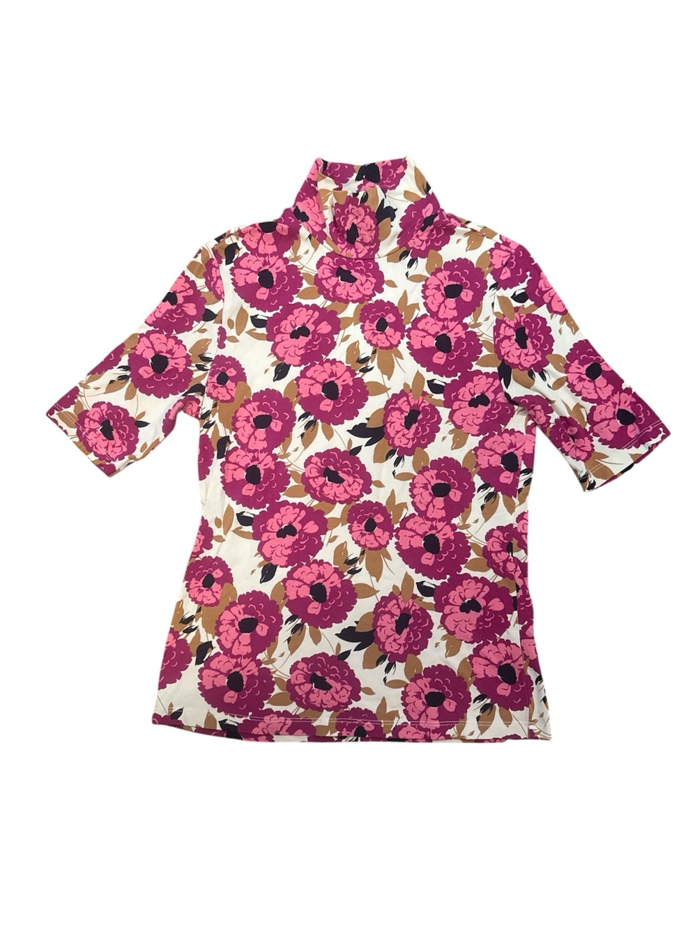 Frank And Oak Women’s Size Small Pink Cream Colored Short Sleeve Turtleneck Top